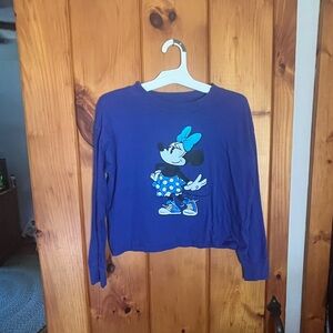 Girls Minnie Mouse blue long sleeve t-shirt.